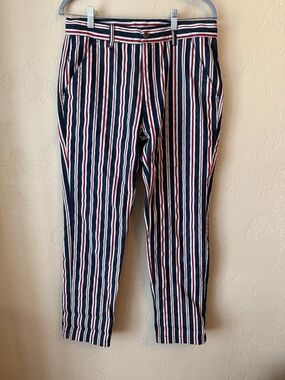 Pleasures Striped Straight-Leg Women's Jeans - Navy, Red & White 30 x 28